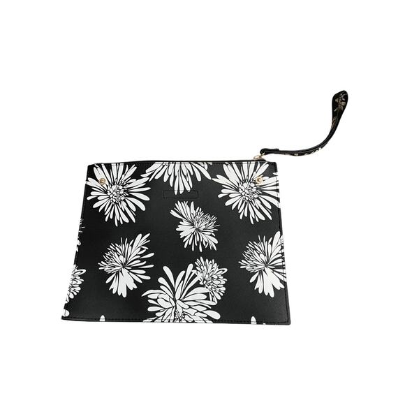 NWOT Trink by Trina Turk Floral Novelty Printed Black and White Wristlet Preppy - Picture 1 of 7